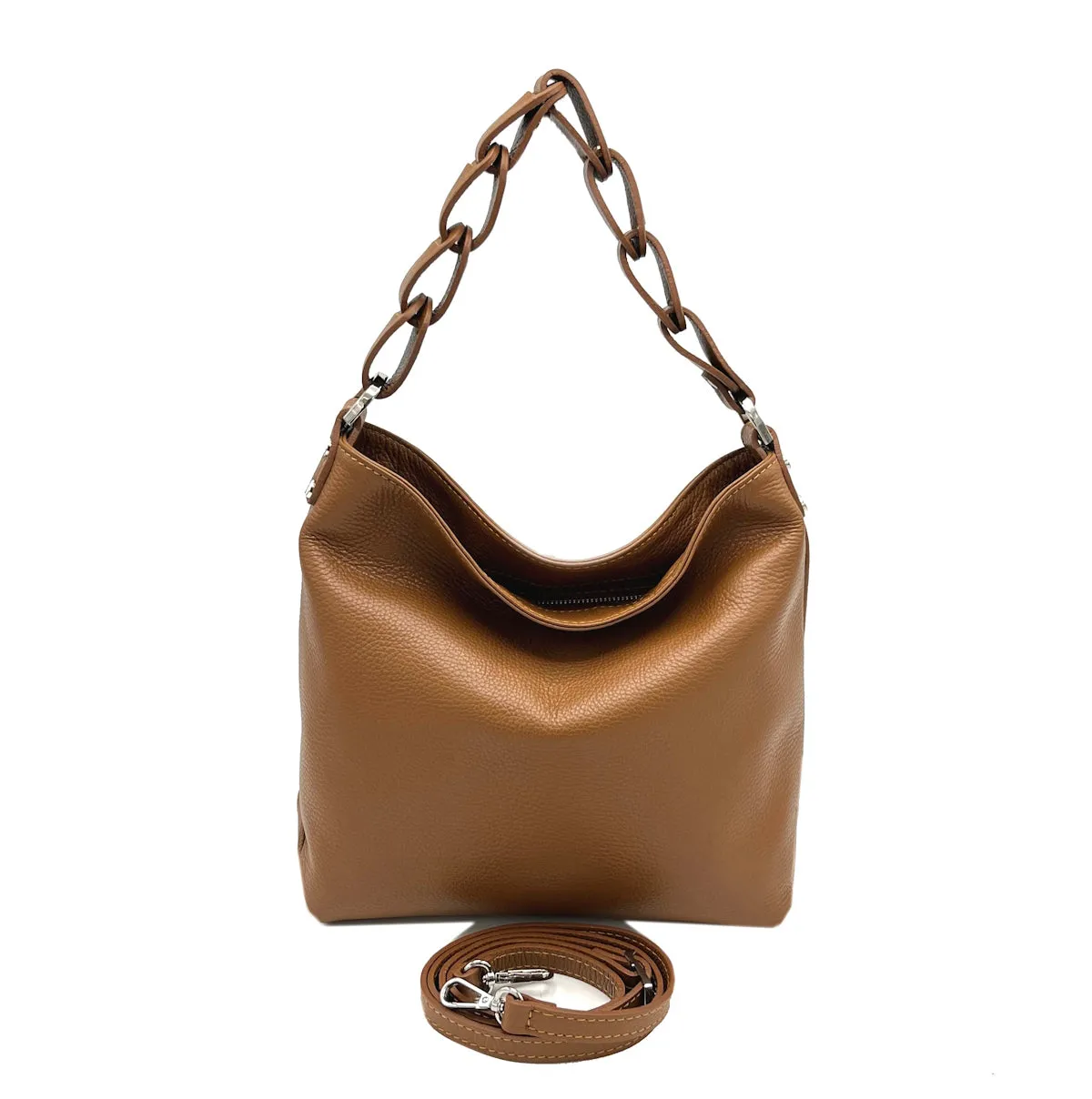 Genuine leather hobo bag, small size, Made in Italy, art. 112526