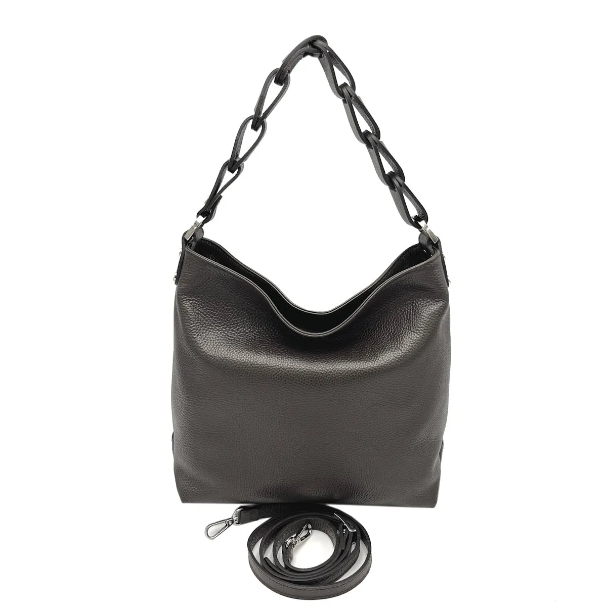 Genuine leather hobo bag, small size, Made in Italy, art. 112526