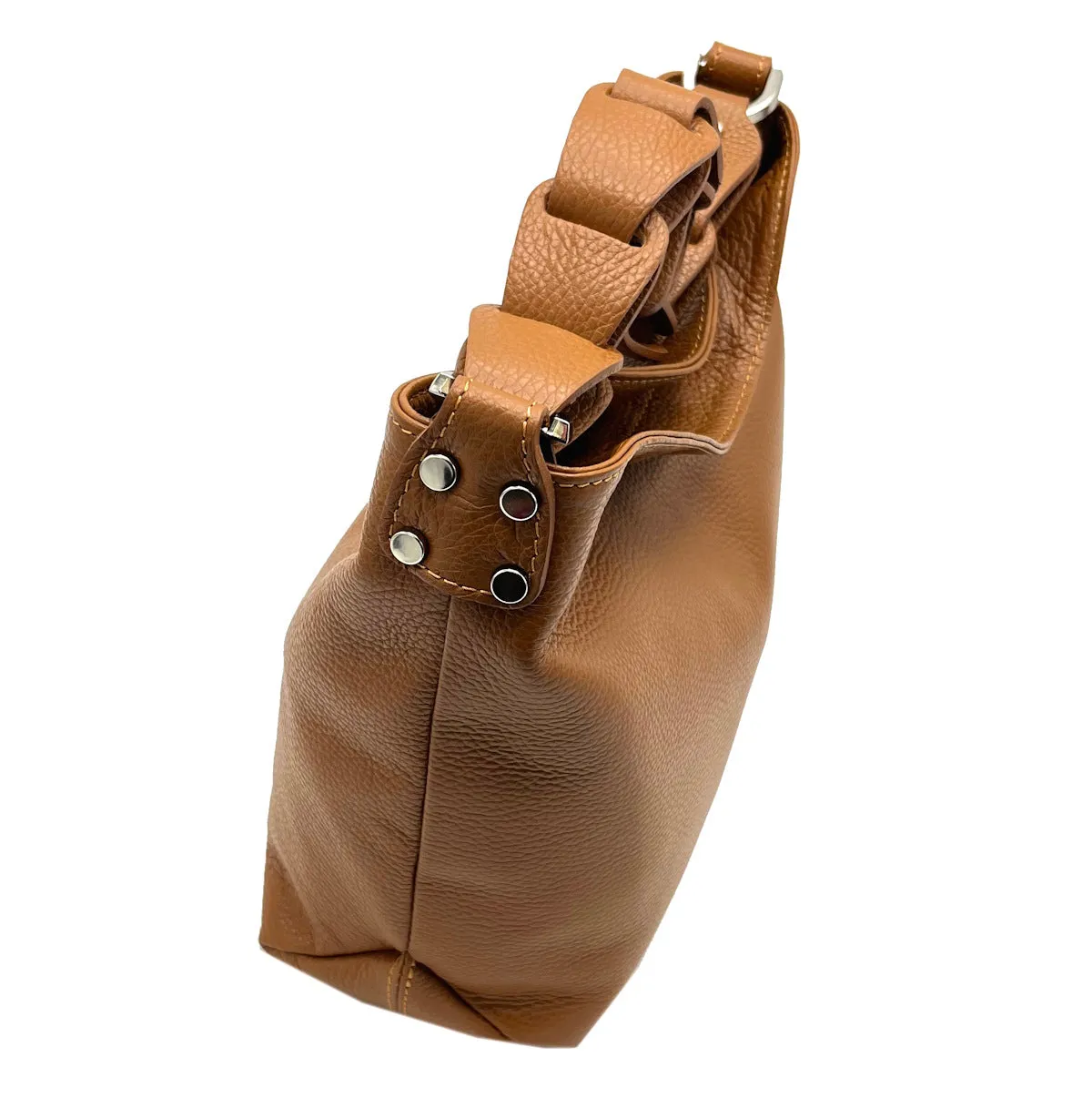 Genuine leather hobo bag, small size, Made in Italy, art. 112526