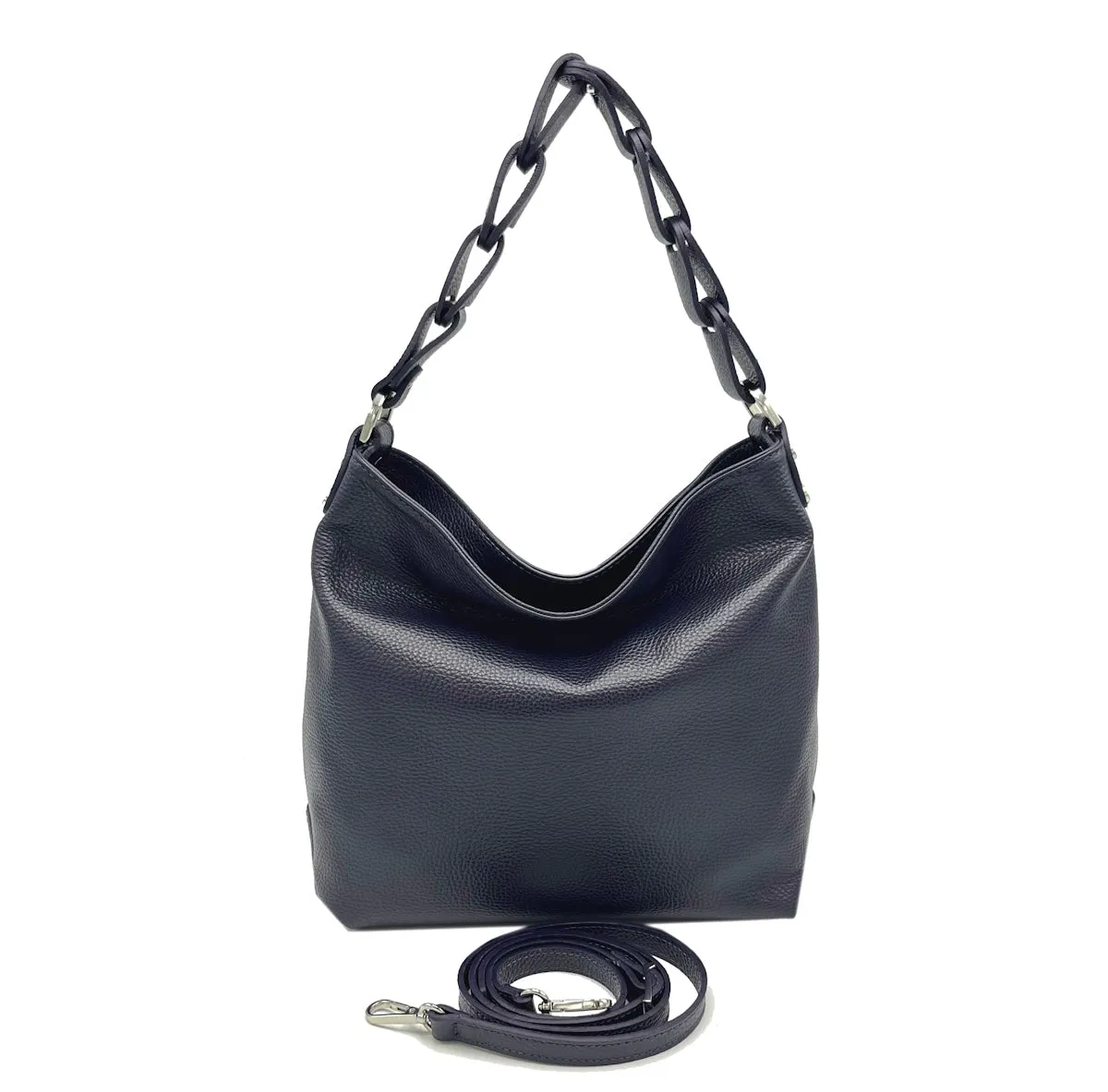Genuine leather hobo bag, small size, Made in Italy, art. 112526