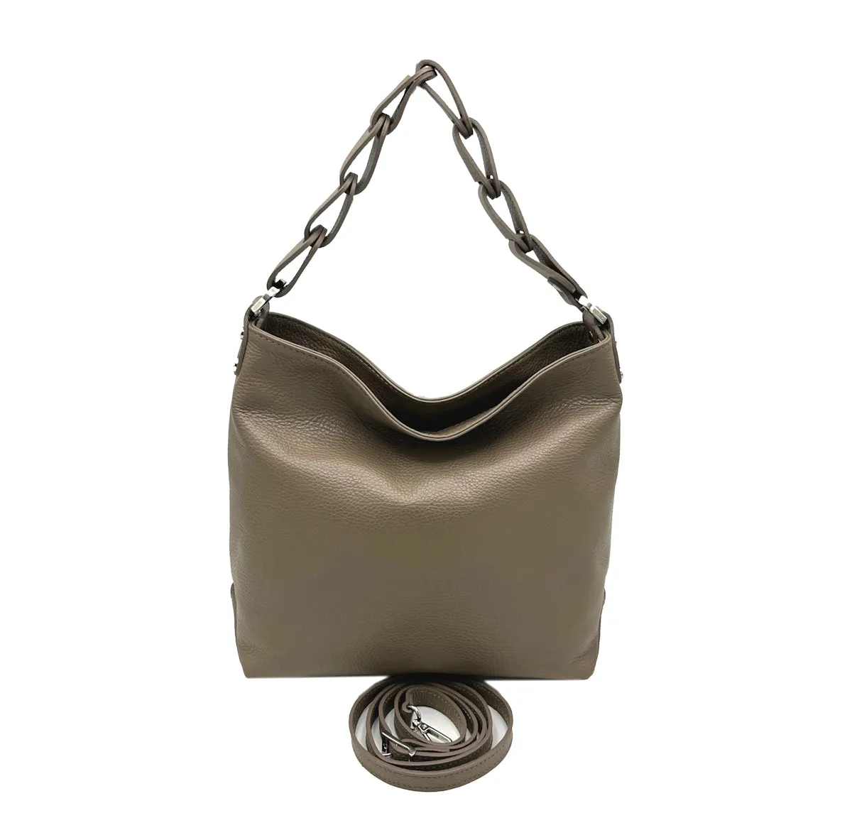 Genuine leather hobo bag, small size, Made in Italy, art. 112526