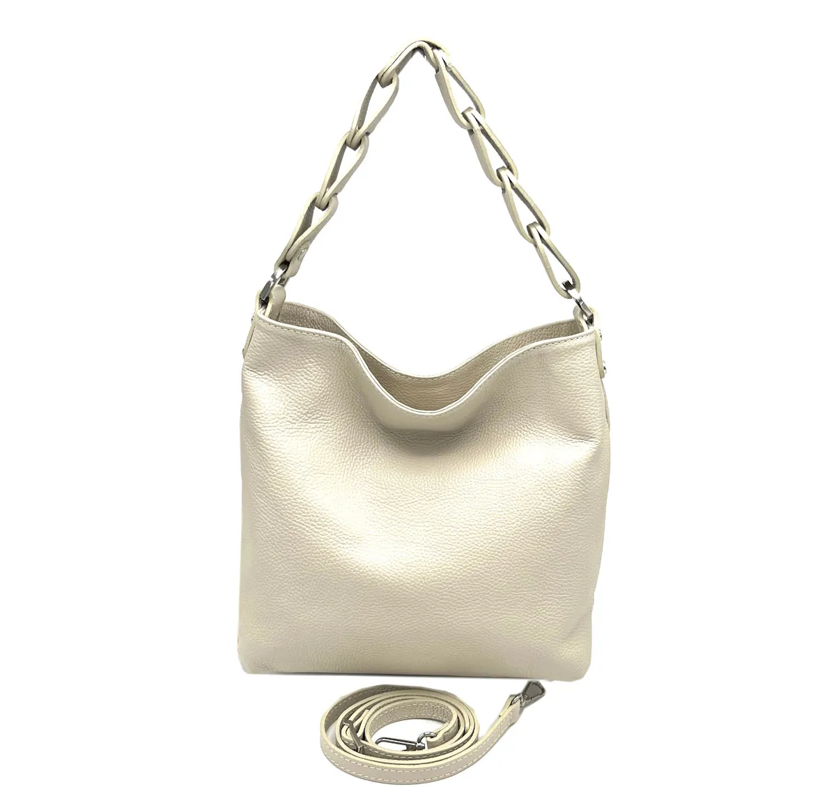 Genuine leather hobo bag, small size, Made in Italy, art. 112526