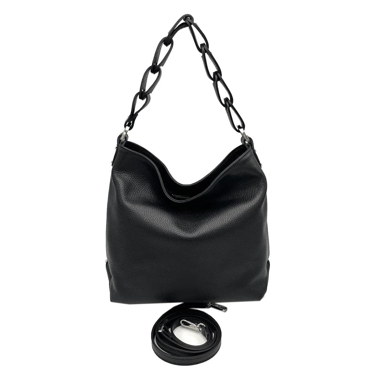Genuine leather hobo bag, small size, Made in Italy, art. 112526