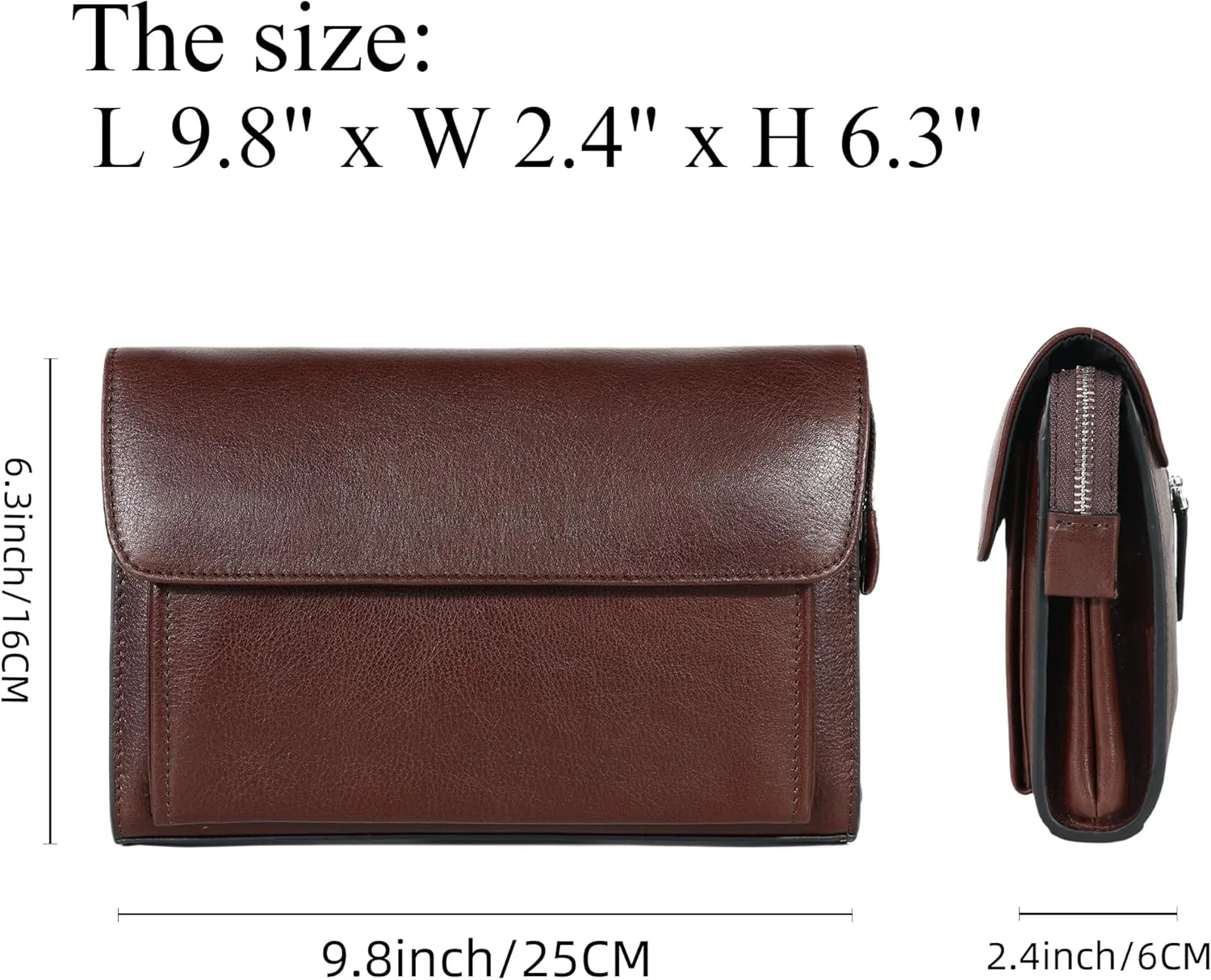 Genuine Leather Men Clutch Bags Purse Handbags Business Zipper Wallet Travel Bag