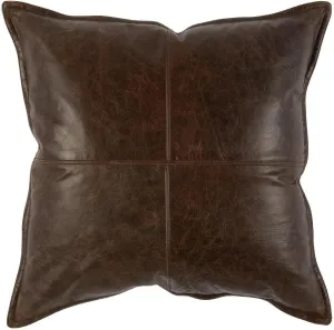 Genuine Leather Pillow Cover Case for Lumbar Throw Couch Pillows - Farmhouse Decorative Modern Sofa Thick & Soft Cushion Covers (Dark Brown, 18" x 18")