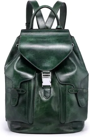 Genuine Leather Rock Valley Backpack (Green)