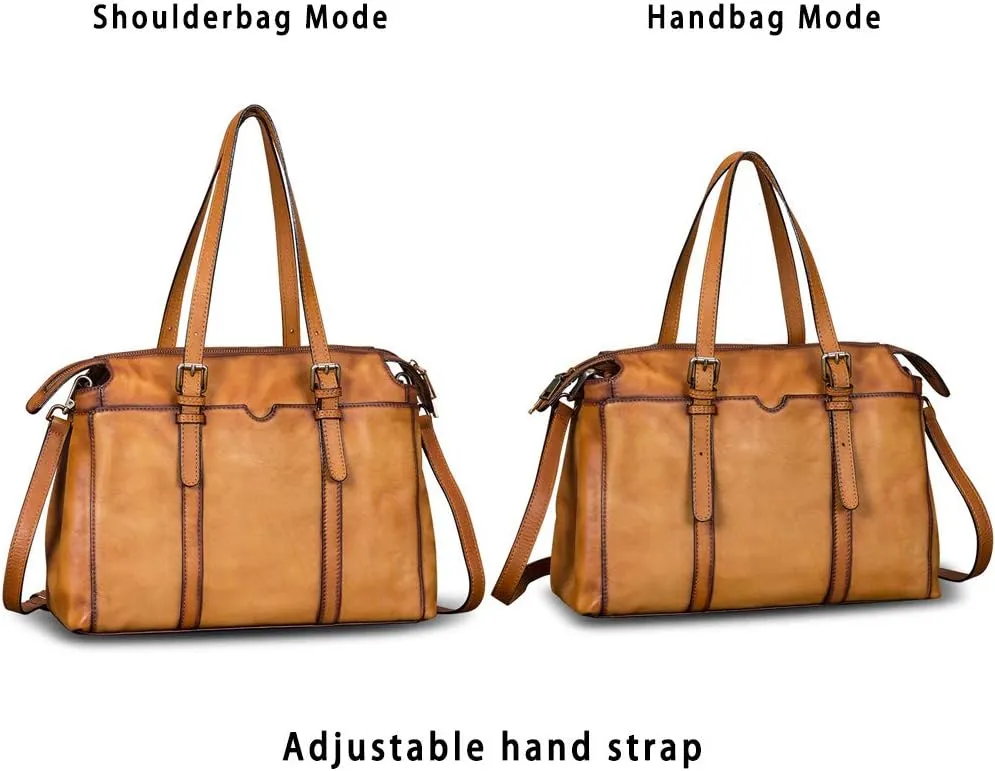 Genuine Leather Shoulder Bag Tote Bag for Women Vintage Real Leather Purses and Handbags Crossbody Satchel Bag with Strap