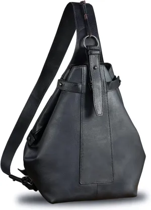 Genuine Leather Sling Bag for Men and Women Large Real Leather Sling Backpack Shoulder Crossbody Bag Chest Bags