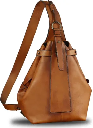 Genuine Leather Sling Bag for Men and Women Large Real Leather Sling Backpack Shoulder Crossbody Bag Chest Bags