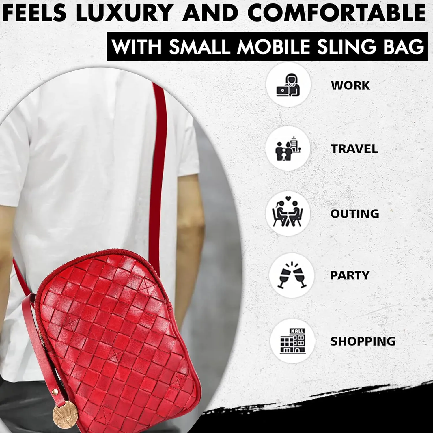 Genuine Leather Small Leather Crossbody Bags For Women Cell Phone Purse With Adjustable & Detachable Strap