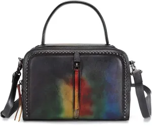 Genuine Leather Small Satchel Purses and Handbags Shoulder Bag for Women Vintage Real Leather Crossbody Purse with Strap
