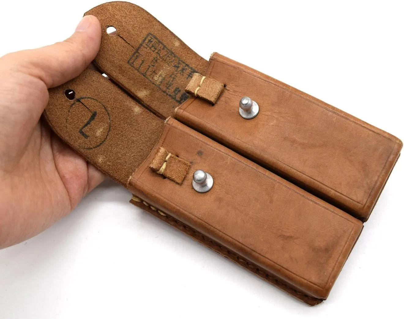 Genuine Leather Surplus Chinese Type 54 Tokarev Leather Ammo Pouch 2 Cells