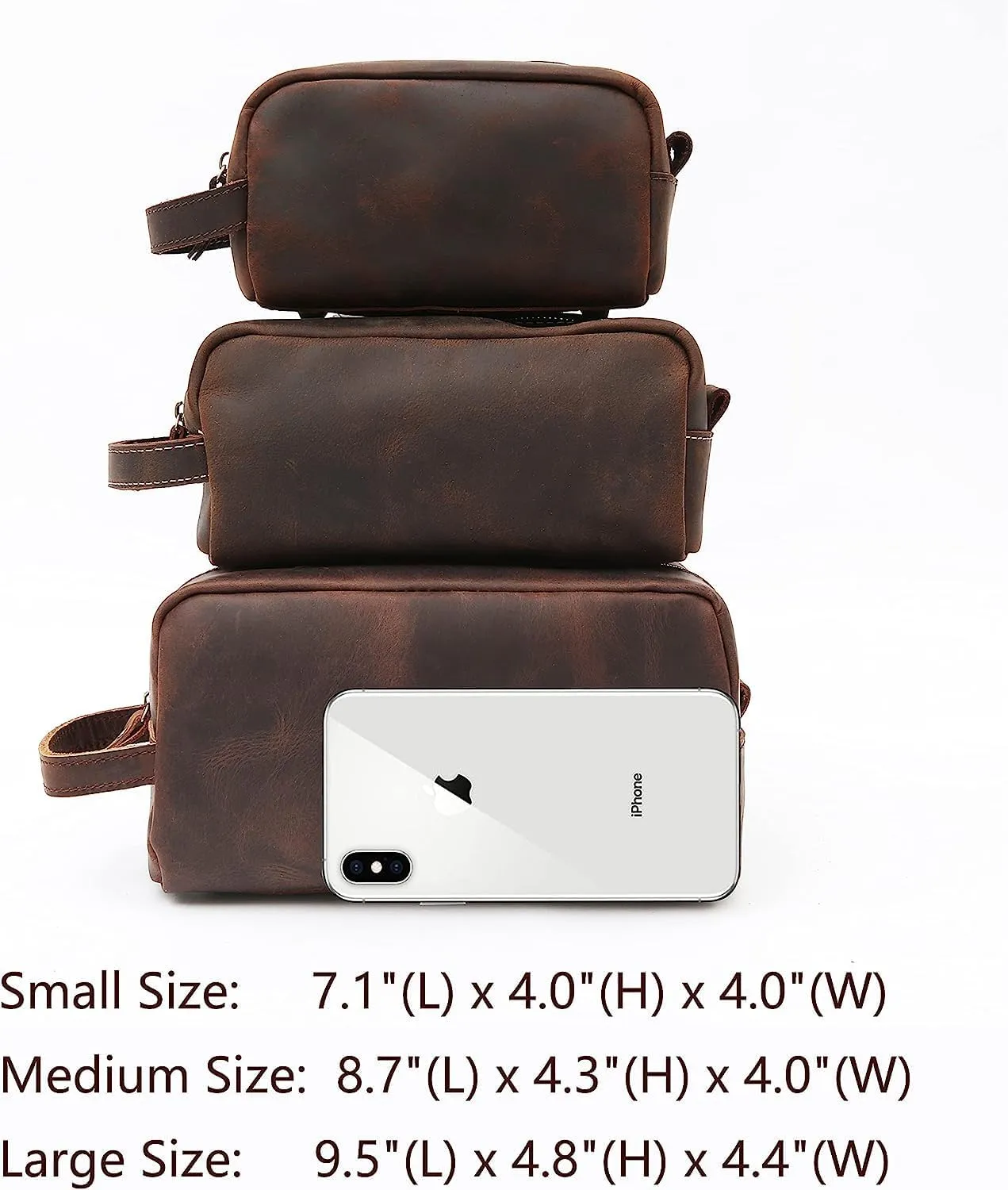 Genuine Leather Toiletry Bag for Men Travel Shaving Dopp Kit-Large Cosmetic Bags Toiletries Bathroom Organizer