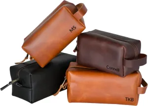 Genuine Leather Toiletry Bag, Groomsmen Gift, Gift For Men, Mens Gifts, Personalized Gift, Christmas Gift, Graduation Gift, Fathers Day Gift, Mens Toiletry Bag (Light Brown)