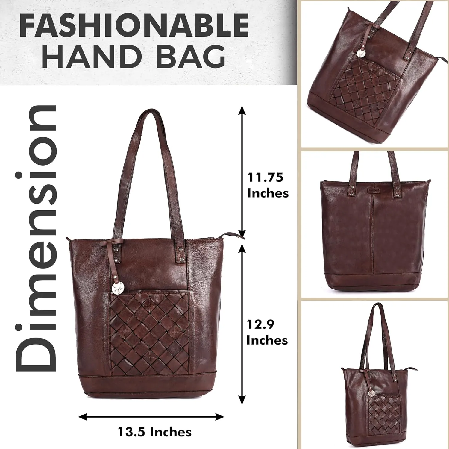 Genuine Leather Women's Tote Handbags, Satchel Purse Ladies Shoulder Bags with Top Handle