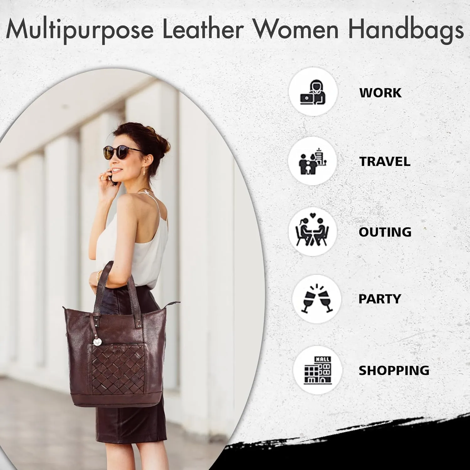 Genuine Leather Women's Tote Handbags, Satchel Purse Ladies Shoulder Bags with Top Handle