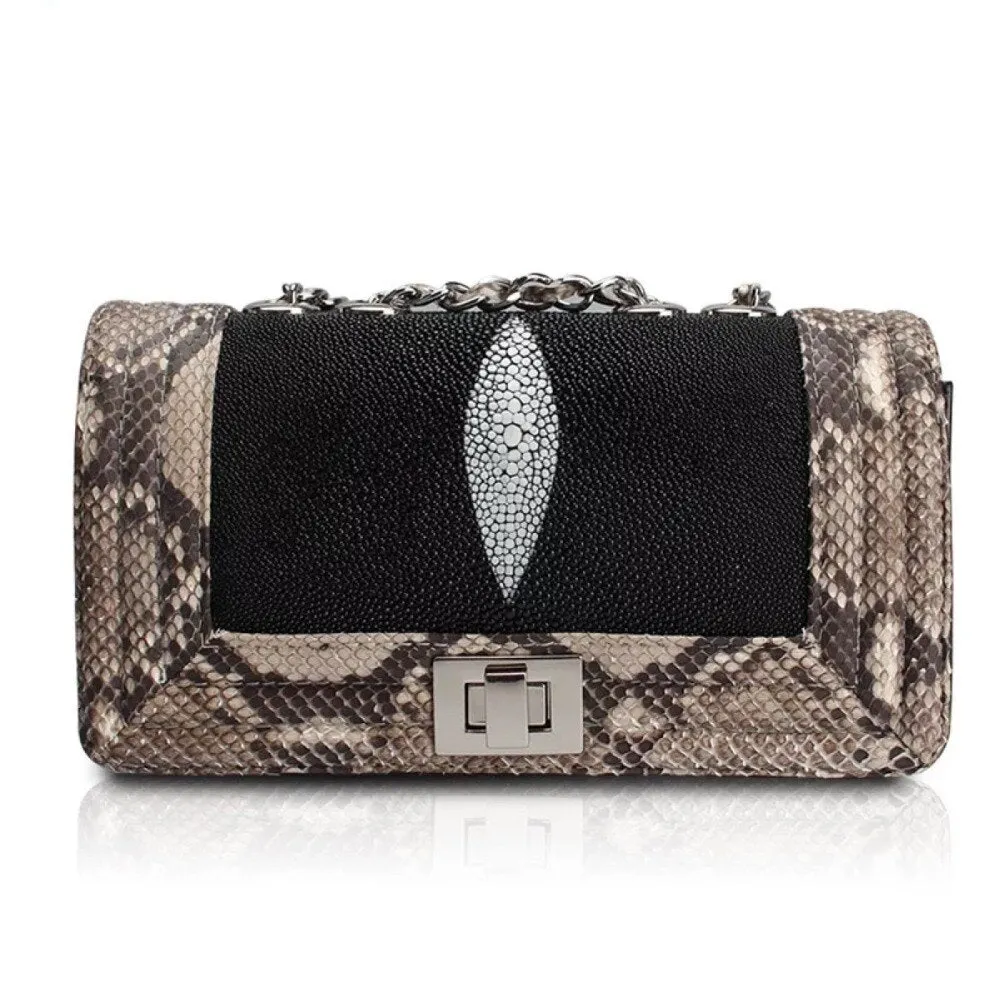 GENUINE PYTHON AND STINGRAY HANDBAG "ANGEL WINGS"