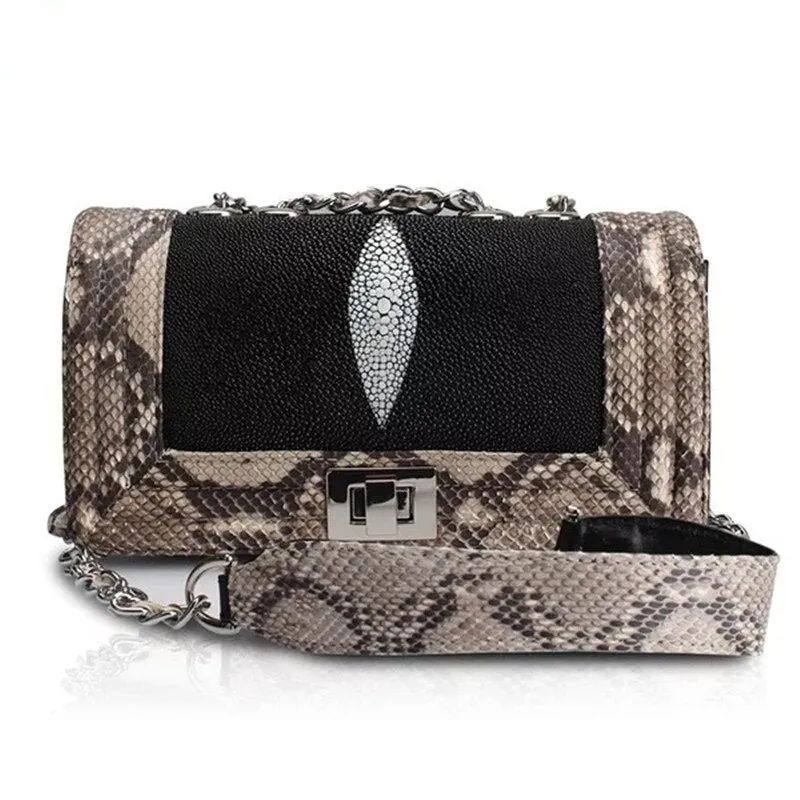 GENUINE PYTHON AND STINGRAY HANDBAG "ANGEL WINGS"