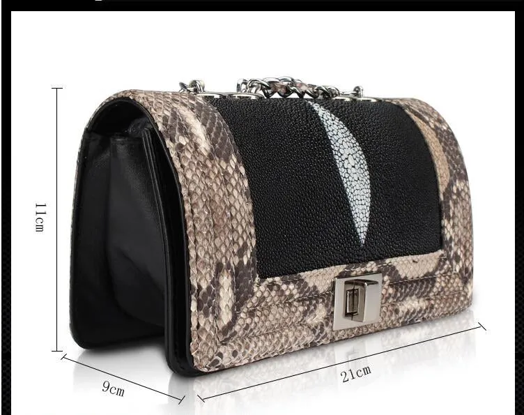 GENUINE PYTHON AND STINGRAY HANDBAG "ANGEL WINGS"