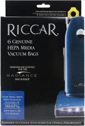 Genuine Riccar Radiance R40 Series HEPA Media Bags # RPH-6 (6 pk)