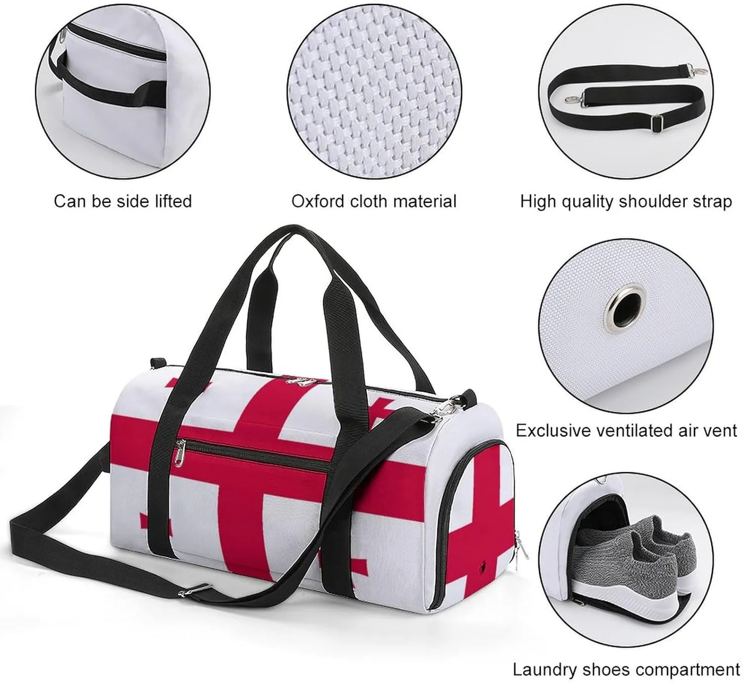 Georgia Flag Sports Gym Bag for Men Women with Shoe Compartment Carry On
