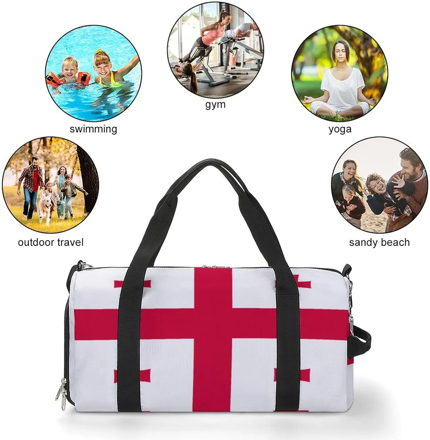 Georgia Flag Sports Gym Bag for Men Women with Shoe Compartment Carry On