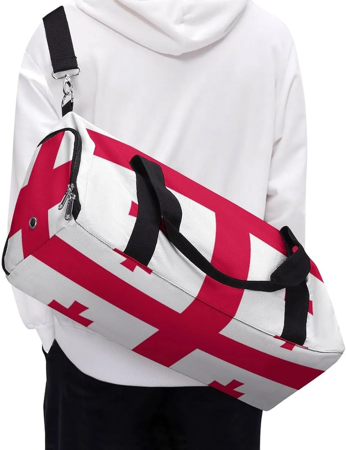Georgia Flag Sports Gym Bag for Men Women with Shoe Compartment Carry On