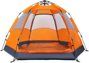 GeRRiT Hexagonal Automatic Pop-up Tent,Double-Layer Camping Windproof and Ventilation,Durable Awning Fishing,240 X 240x 135cm