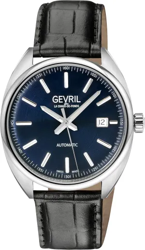 Gevril Men's Five Points Swiss Automatic Watch, Genuine Italian Leather Strap