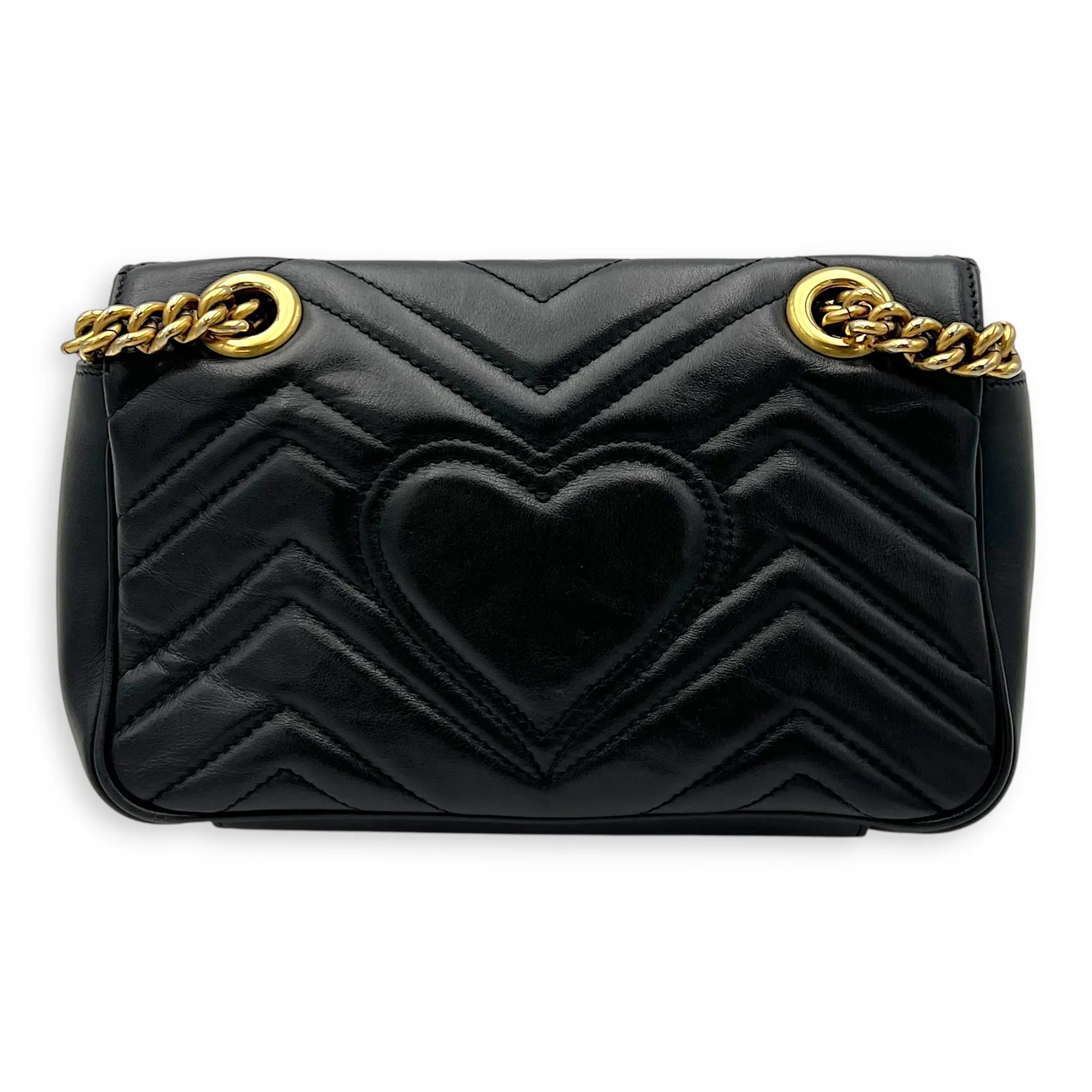 GG Marmont Crossbody Bag Mini Black in Calfskin, Gold hardware