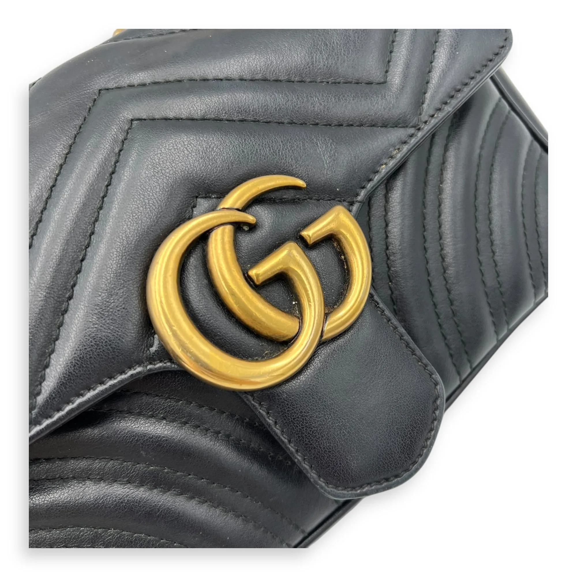 GG Marmont Crossbody Bag Mini Black in Calfskin, Gold hardware