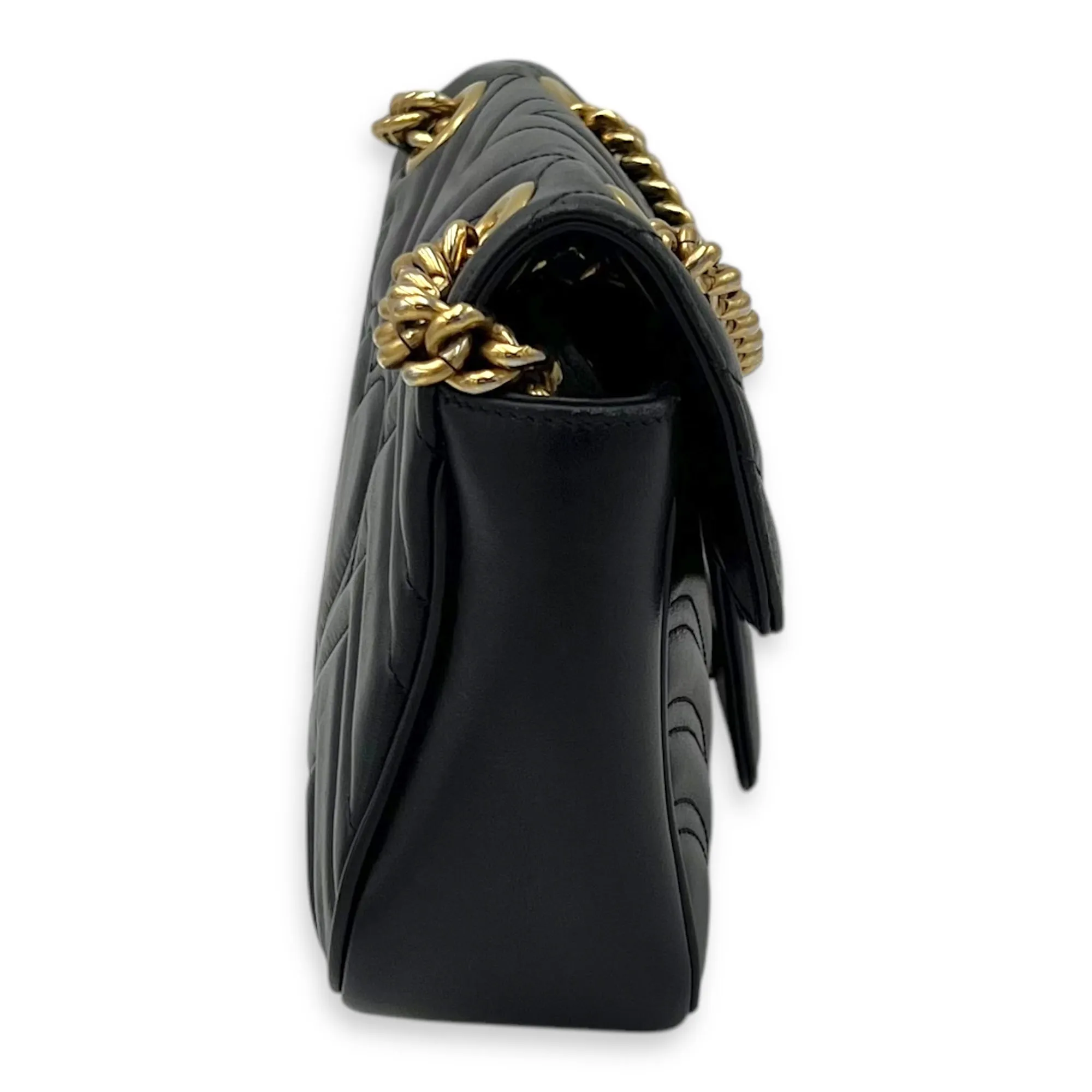 GG Marmont Crossbody Bag Mini Black in Calfskin, Gold hardware
