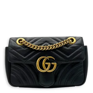 GG Marmont Crossbody Bag Mini Black in Calfskin, Gold hardware