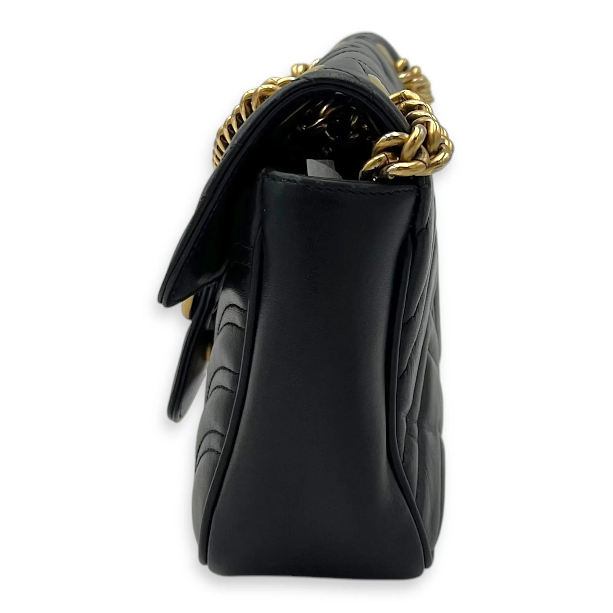 GG Marmont Crossbody Bag Mini Black in Calfskin, Gold hardware