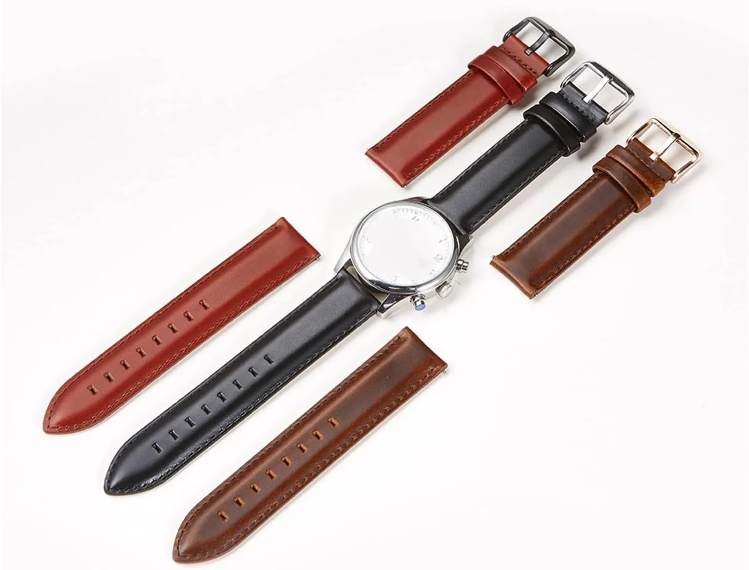 GGZONE RHAIYAN Watch Accessories Quick Release Watchbands 18 20 22 Mm Genuine Leather Watch Strap Compatible with DW Daniel Wellington Watch Band Specific (Color : Ligbrown Black Clasp, Size : 18mm)