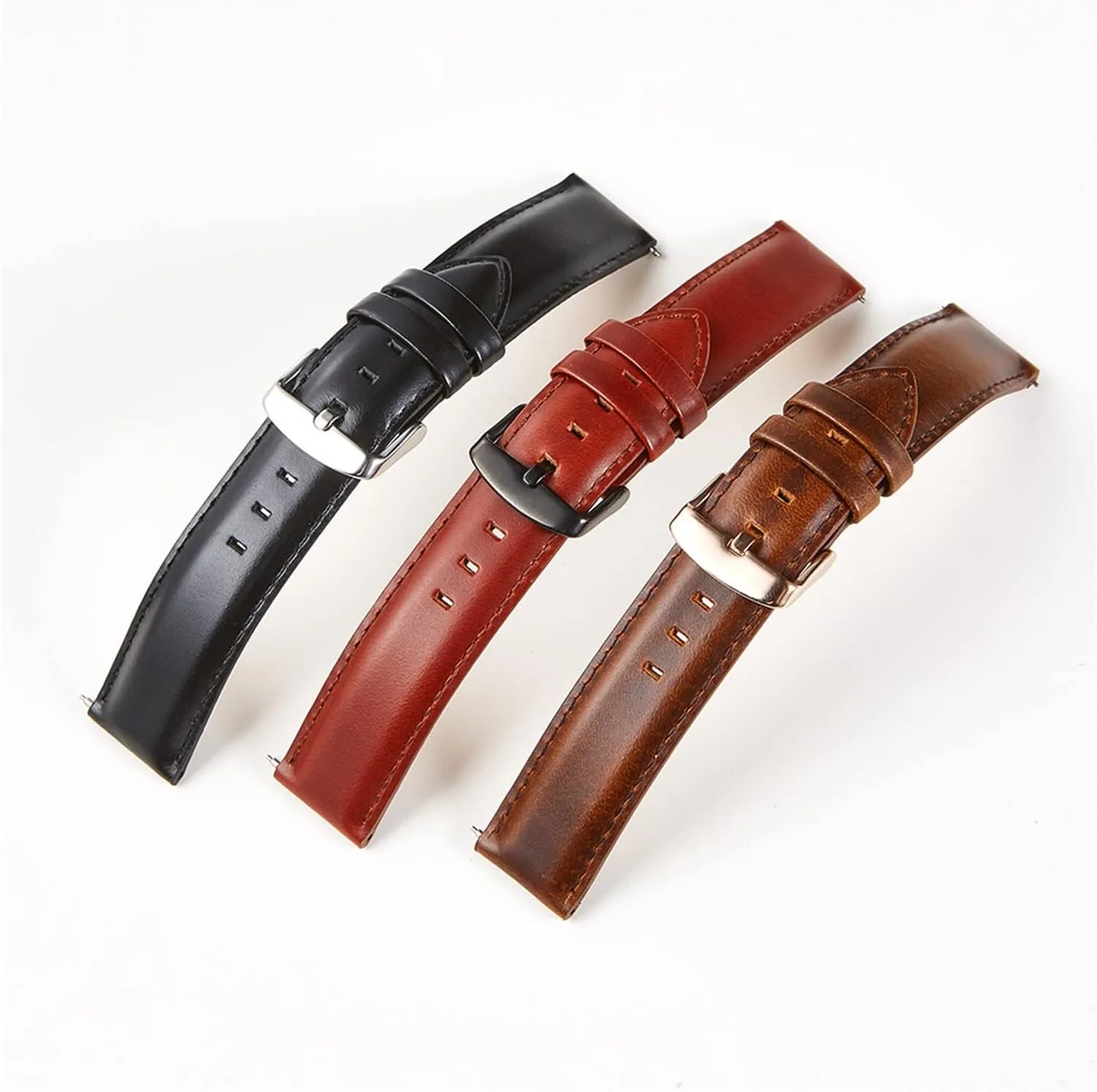 GGZONE RHAIYAN Watch Accessories Quick Release Watchbands 18 20 22 Mm Genuine Leather Watch Strap Compatible with DW Daniel Wellington Watch Band Specific (Color : Ligbrown Black Clasp, Size : 18mm)