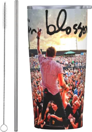 Gin Musics Blossoms Stainless Steel Insulated Tumbler 20oz with lid Travel Mug with Straw for Cold Hot
