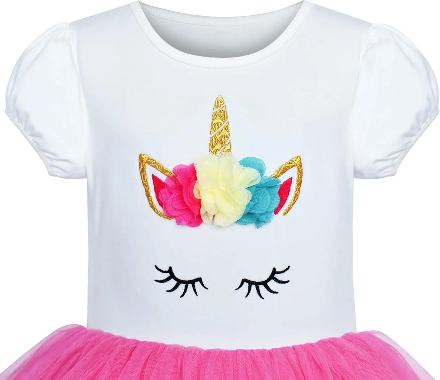 Girls Dress Pink Tutu Unicorn Dancing Tiered Skirt Ballet Birthday Party 3-7