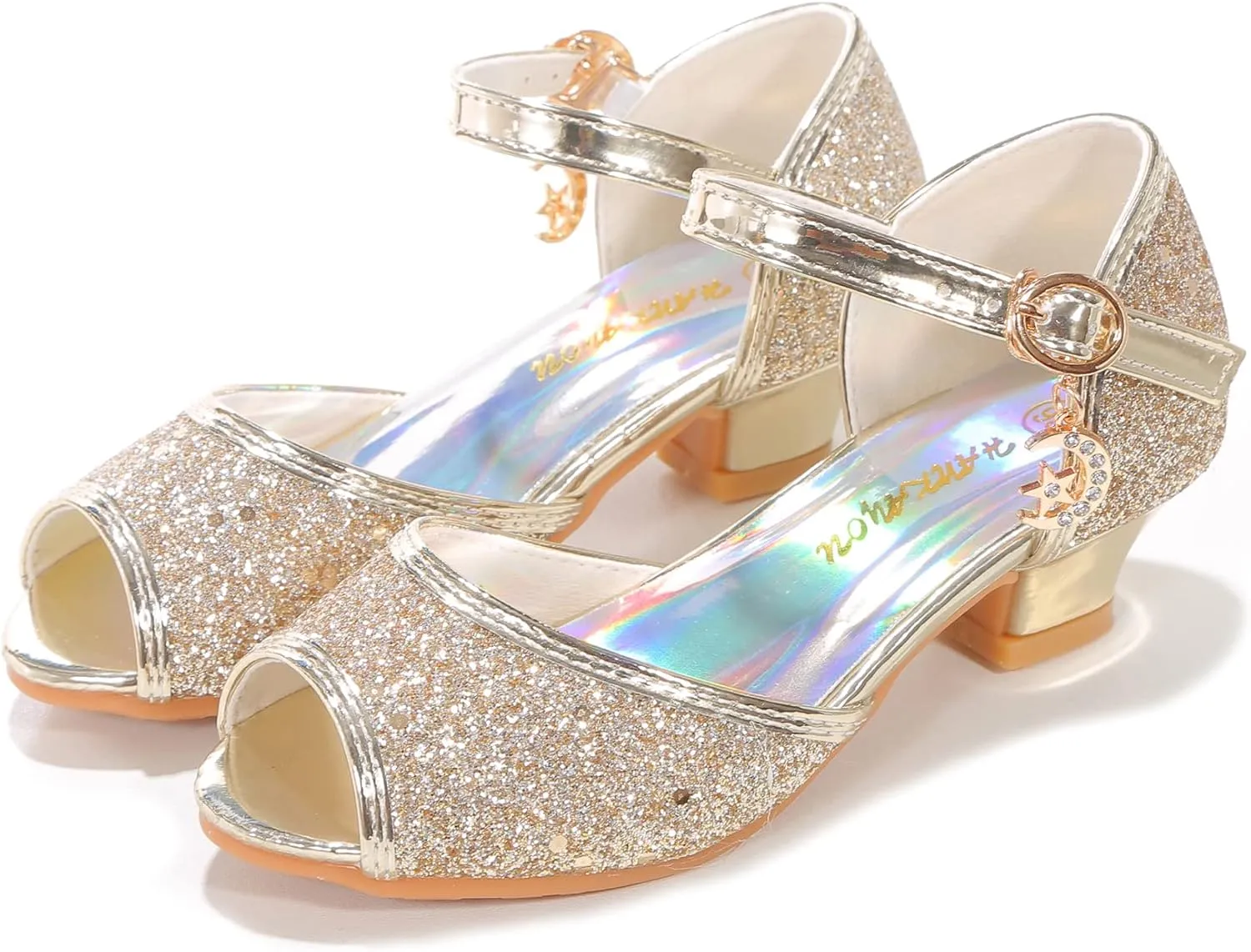 Girls Mary Jane Glitter Wedding Party Dress Shoes Princess Flower Strap Shoes
