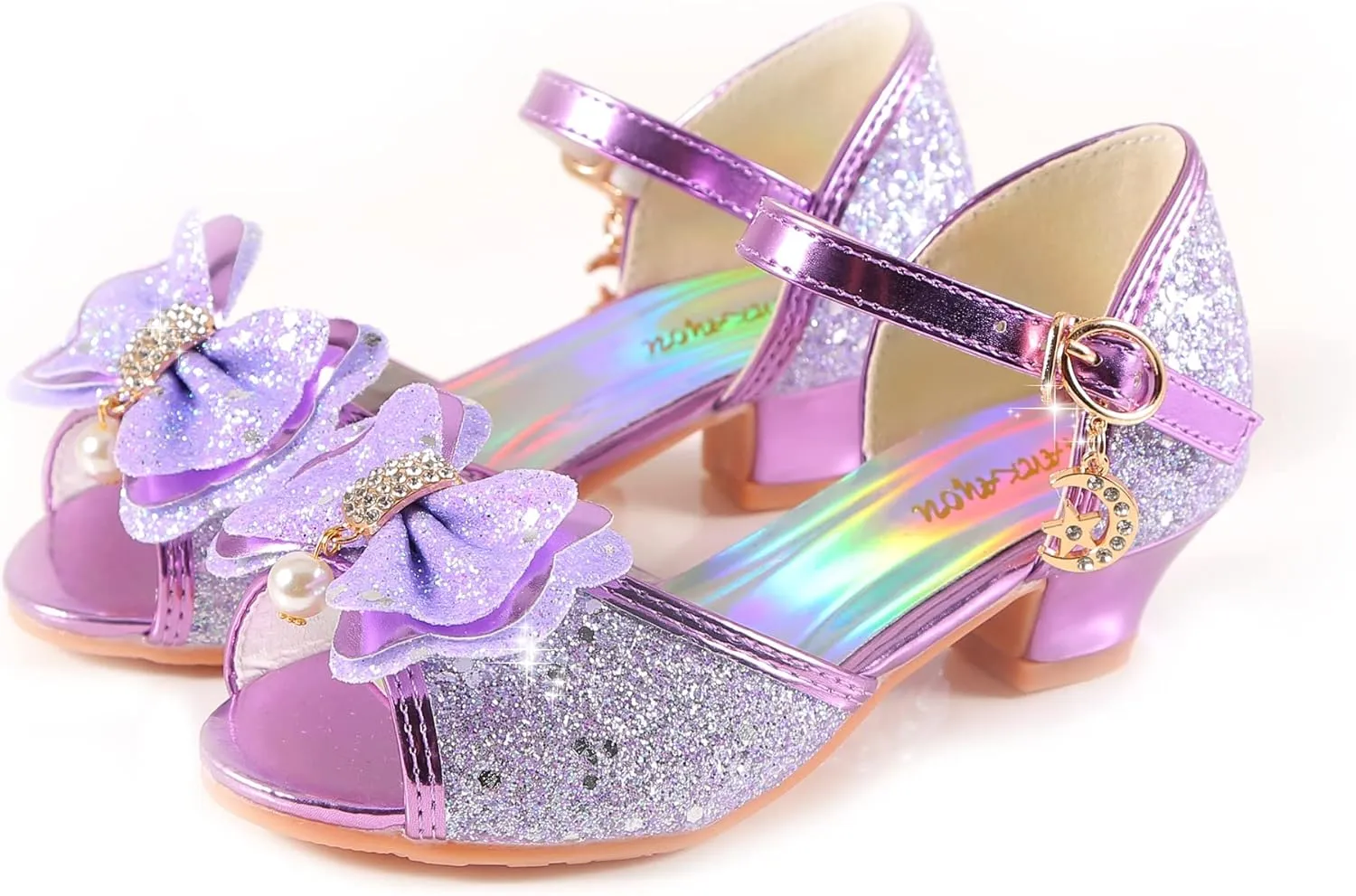 Girls Mary Jane Glitter Wedding Party Dress Shoes Princess Flower Strap Shoes