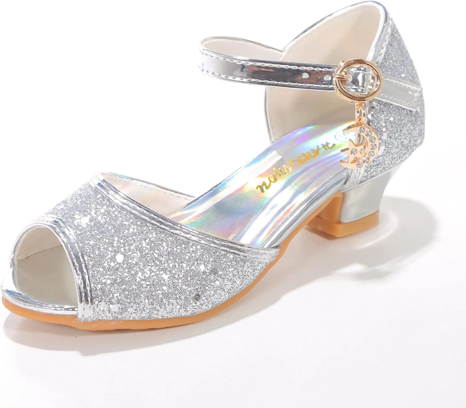 Girls Mary Jane Glitter Wedding Party Dress Shoes Princess Flower Strap Shoes