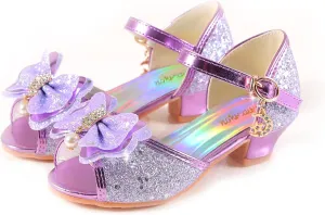 Girls Mary Jane Glitter Wedding Party Dress Shoes Princess Flower Strap Shoes