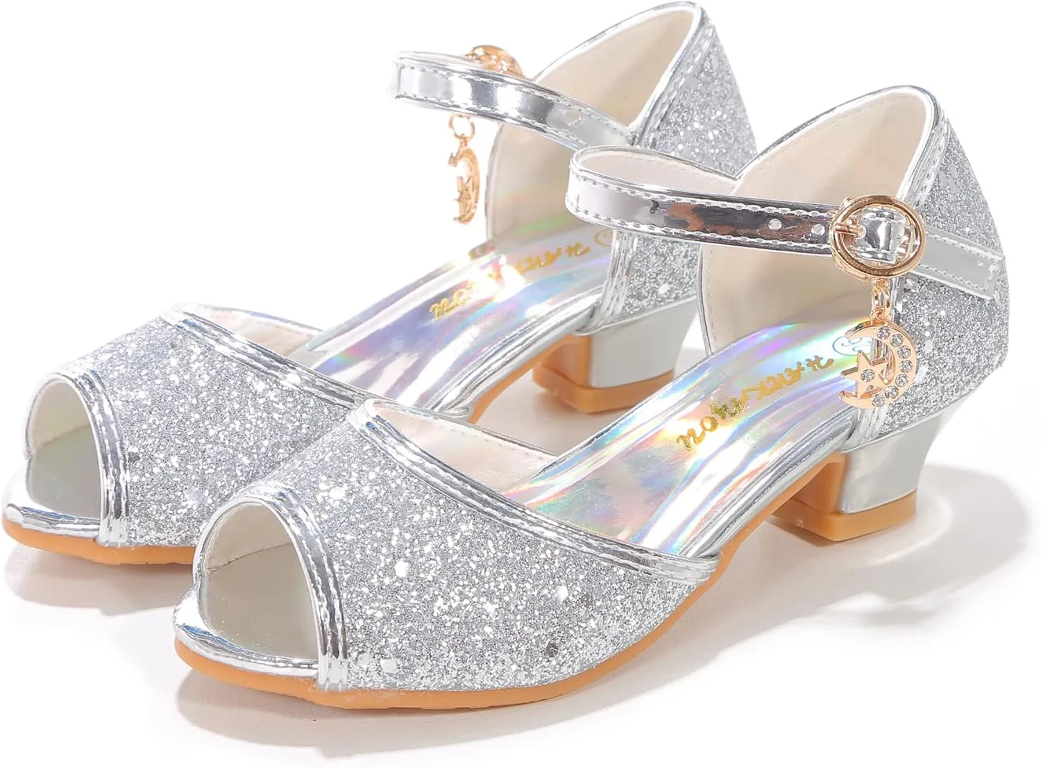 Girls Mary Jane Glitter Wedding Party Dress Shoes Princess Flower Strap Shoes