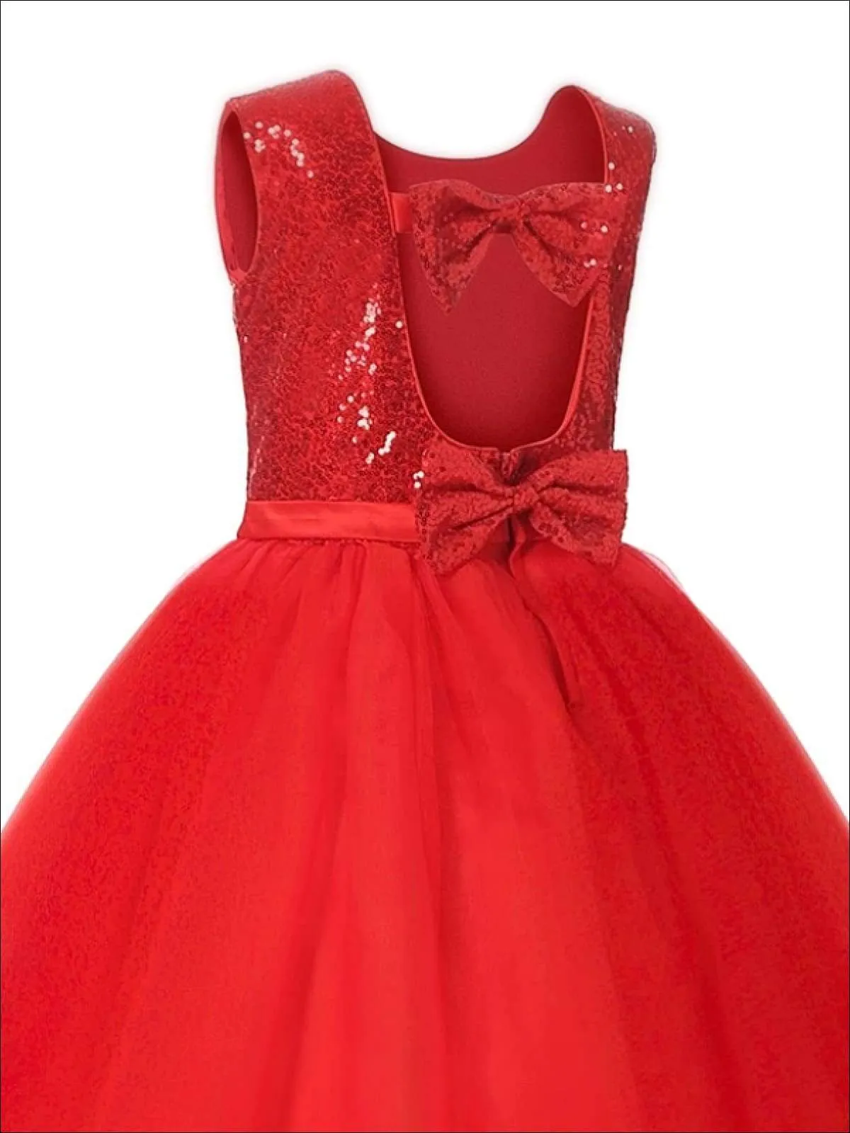Girls Sequin Embellished Ruffled Tulle Holiday Dress