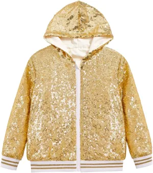 Girls Sequin Jackets Kids Boys Bomber Jacket Zip Up Coat Sparkle Outwear Birthday Clothes