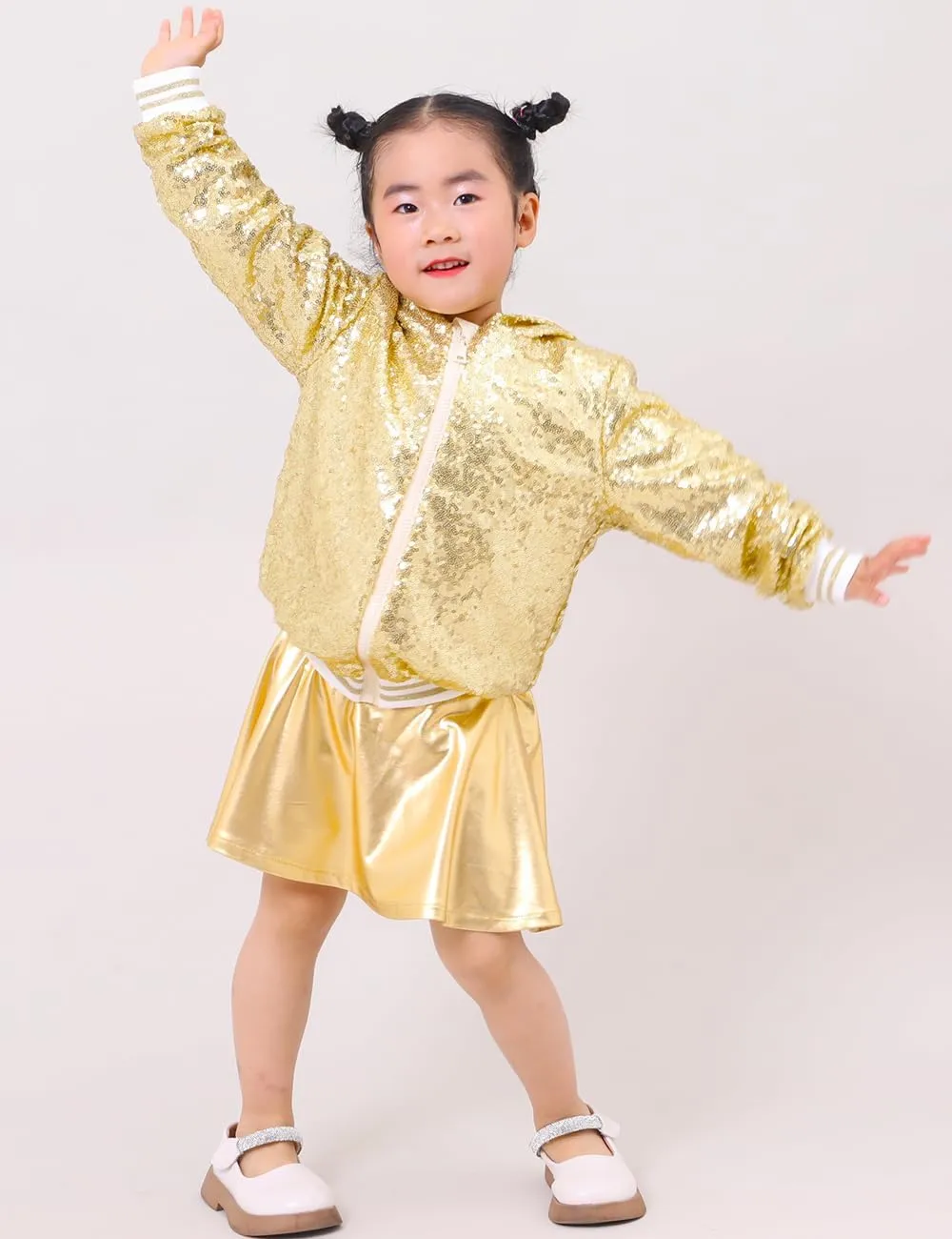 Girls Sequin Jackets Kids Boys Bomber Jacket Zip Up Coat Sparkle Outwear Birthday Clothes