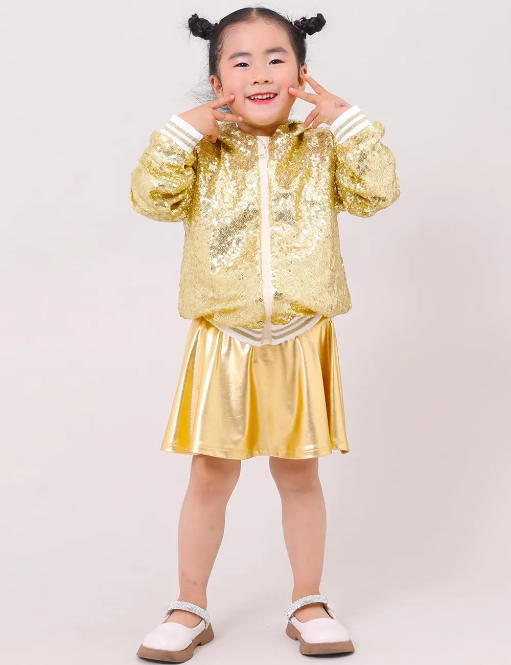 Girls Sequin Jackets Kids Boys Bomber Jacket Zip Up Coat Sparkle Outwear Birthday Clothes
