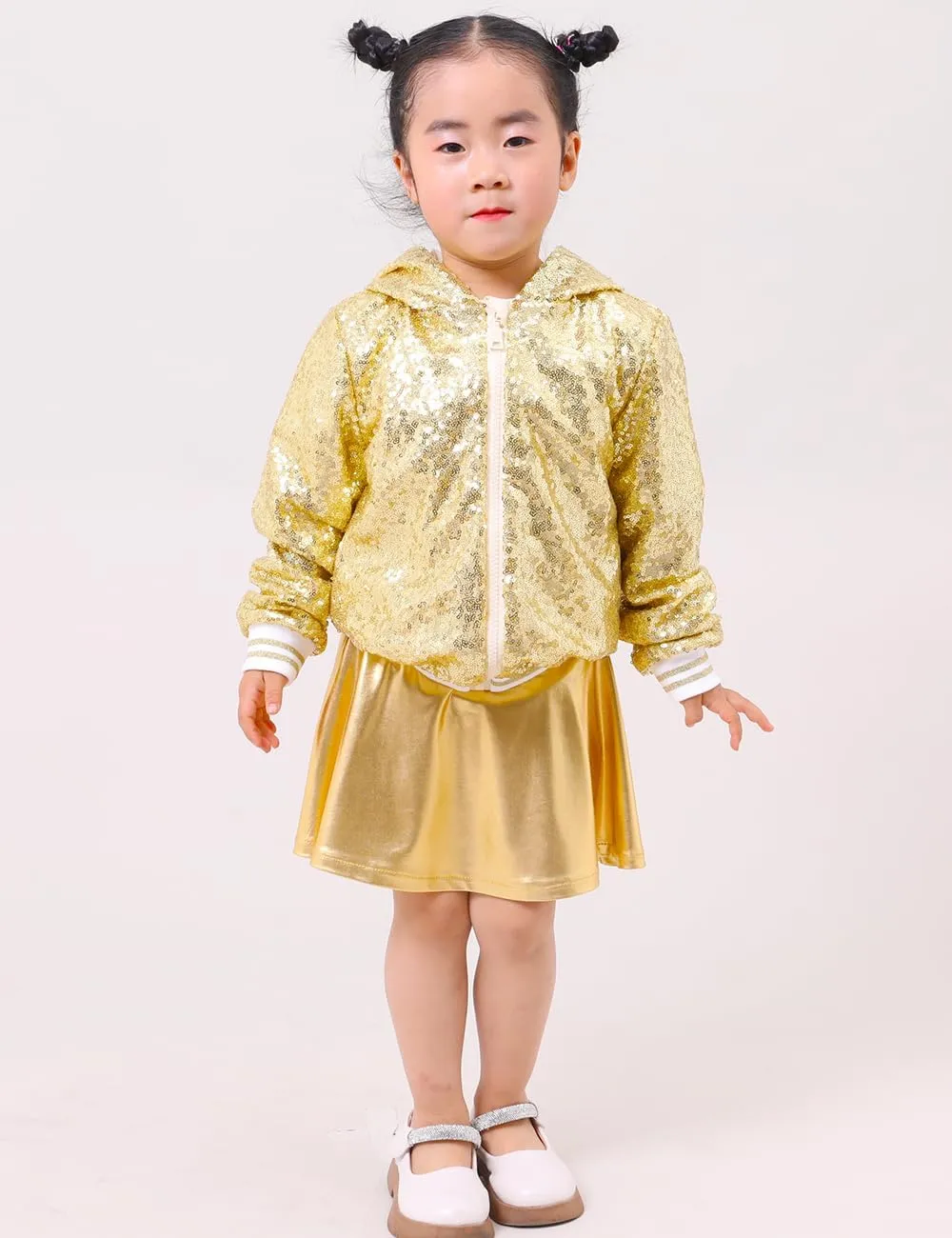 Girls Sequin Jackets Kids Boys Bomber Jacket Zip Up Coat Sparkle Outwear Birthday Clothes
