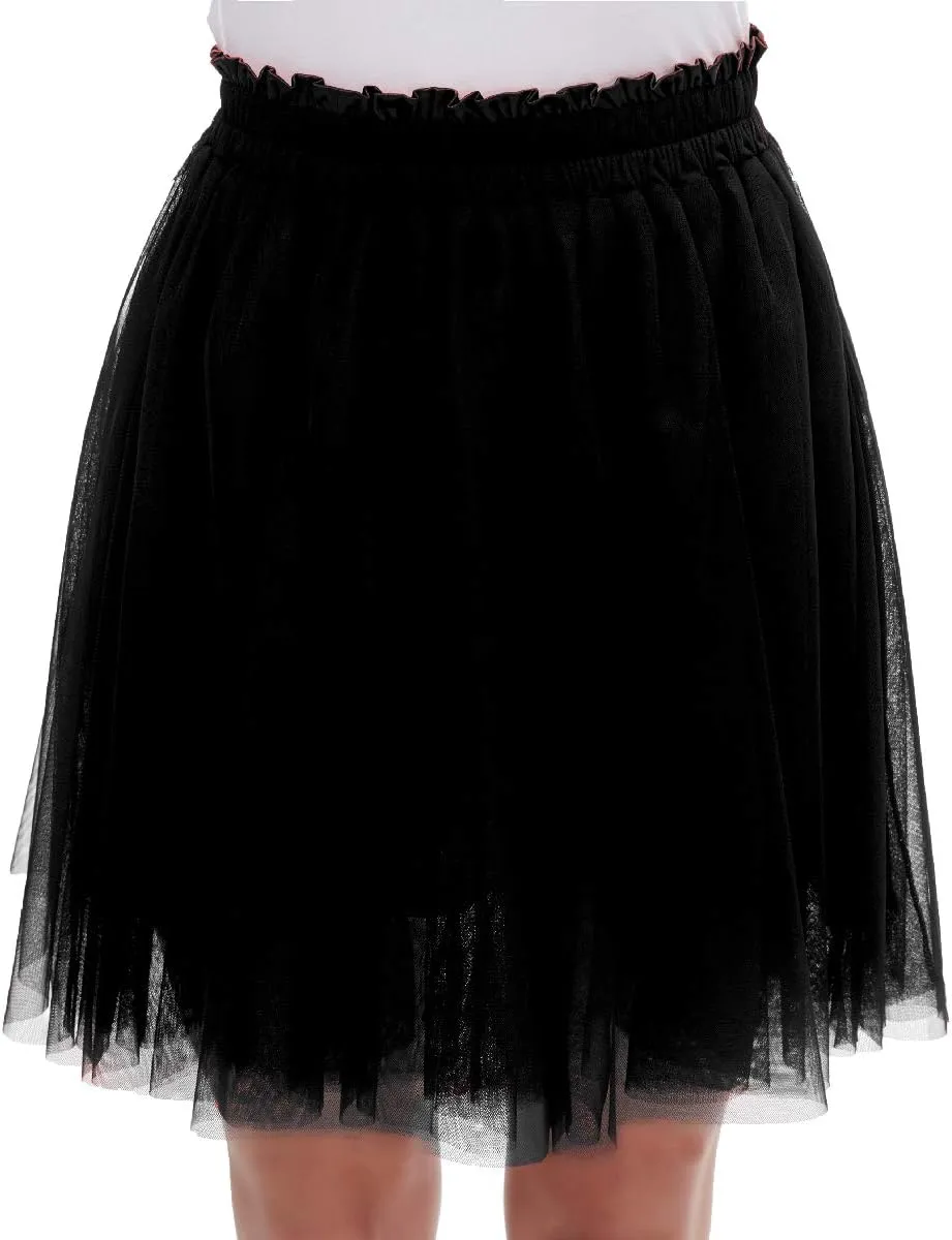 Girstunm Women's Elastic Waist Dancing Dress Princess Mesh Tulle Above Knee Skirts