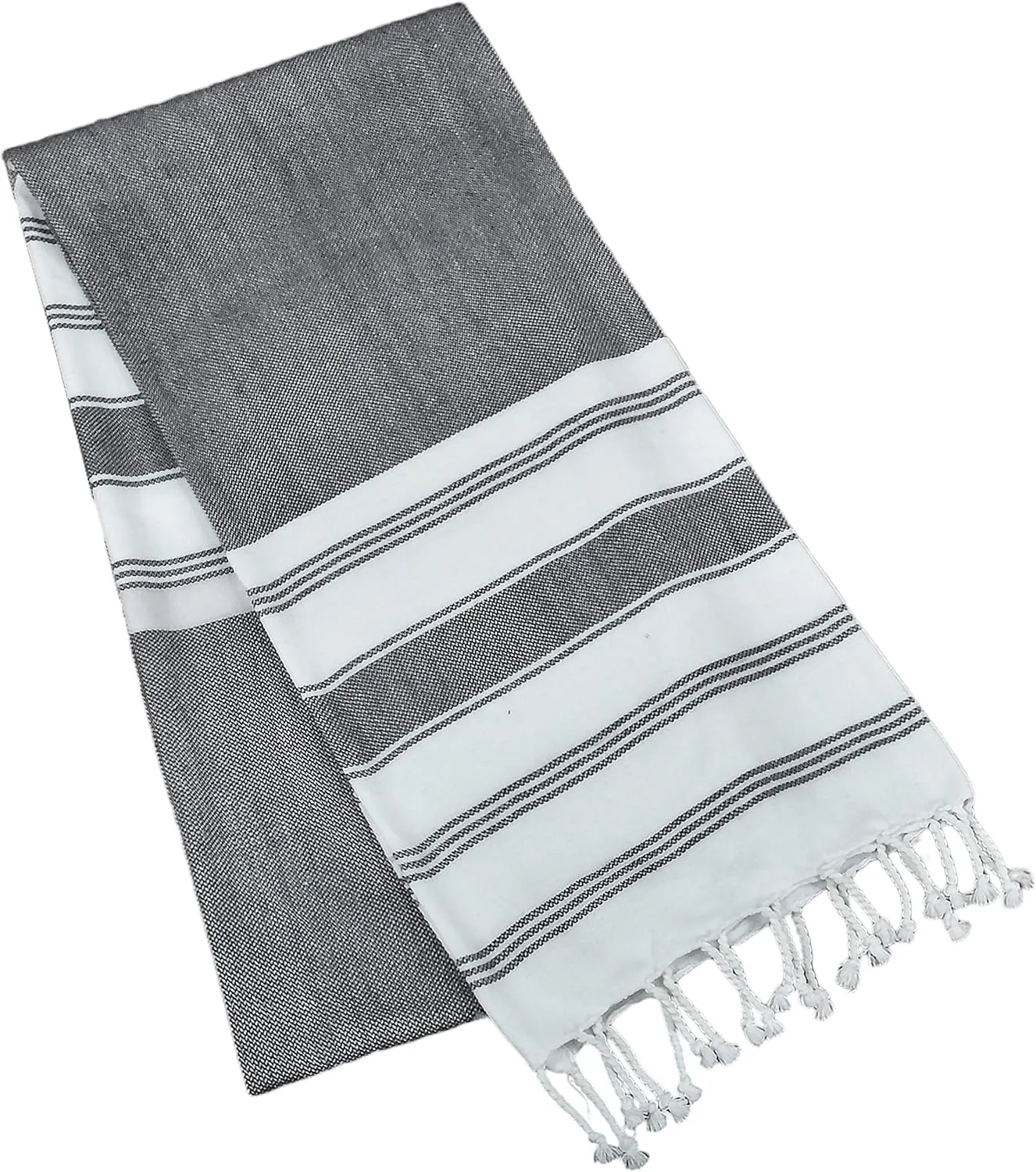 GLAMBURG Peshtemal Turkish Towel Cotton Beach Towels Oversized 36x71 Set of 4, Cotton Beach Towels for Adults, Soft Durable Absorbent Extra Large Bath Sheet Hammam Towel - Black